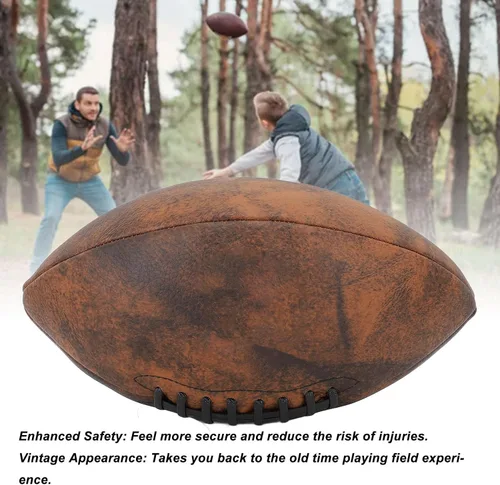 Miniatura 5 de GOTOTOP Entrenamiento Fútbol Tamaño 9 Rugby Pelota PU Agarre Cómodo Diseño Vintage Fútbol Deportivo para Partido de Juego