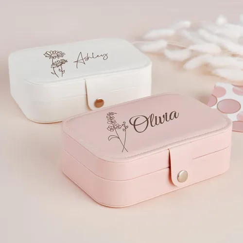 Miniatura 2 de Joyero personalizado de regalo para mujer, estuche de joyería de viaje personalizado, organización, cuero, personalizado, cumpleaños, aniversario