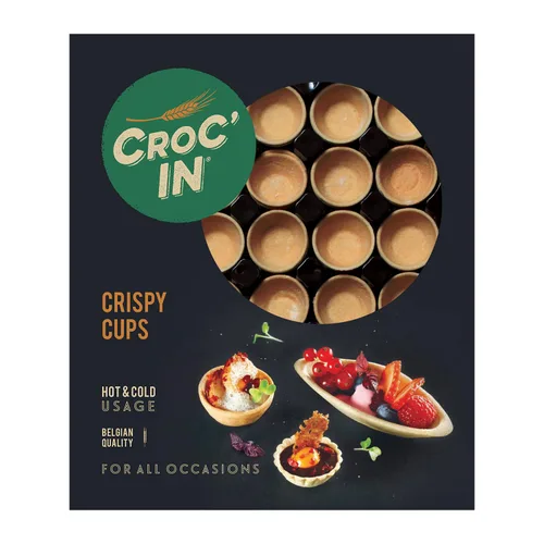 Miniatura 8 de CROC'IN - Mini conchas ácidas neutras - Tazas comestibles de aperitivo o postre - Moldes de pastelería - Confitería artesanal y vegana - 60 piezas