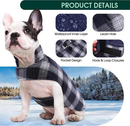 Miniatura 3 de Kuoser - Abrigo de invierno para perro reversible de estilo británico, abrigo de clima frío para cachorros, ropa resistente al viento, chaleco