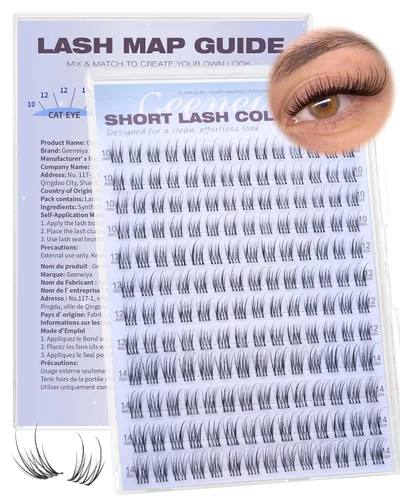 Miniatura 29 de Extensiones de pestañas en racimo con banda transparente, pestañas cortas y onduladas C, extensiones de pestañas naturales en racimo, pestañas