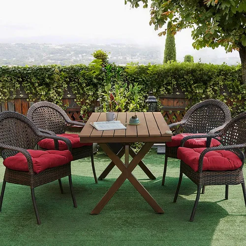 Miniatura 4 de Sweet Home Collection - Cojines para silla de patio y exterior, cojines premium con relleno grueso y cómodo de fibra, 19" x 19" para cubrir el Rojo