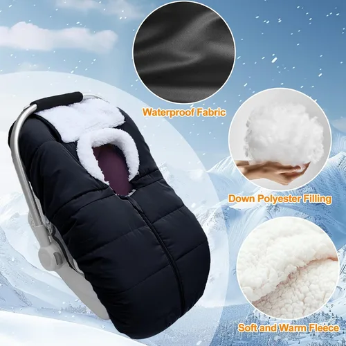 Miniatura 5 de Fairy Baby Funda de Asiento de Automóvil de Invierno para Bebés Carseat – Impermeable, Funda de Asiento de Automóvil Cálida para Bebé – Funda