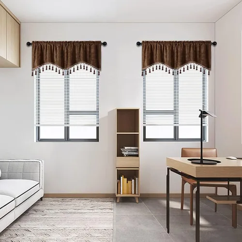 Miniatura 22 de Cortinas de doble cara de felpilla para cortina de cocina, cenefa para sala de estar