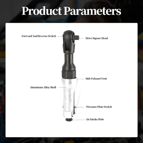 Miniatura 4 de Walfront Llave de impacto neumática de trinquete de aire 1/4 Torsión ajustable del conductor cuadrado 25ft-lbs 90psi para el mantenimiento industrial