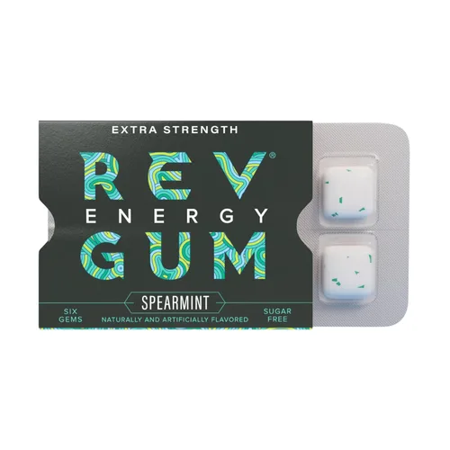 Miniatura 10 de Rev Gum Caffeine Energy Gum Extra Strength 100 mg de cafeína por gema Goma de mascar de menta polar sin azúcar – Masticables bajos en calorías