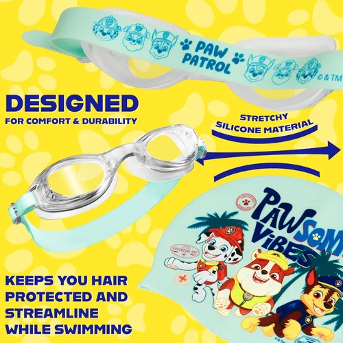 Miniatura 4 de Paw Patrol Kids Swim Goggles and Swim Cap Set Anti-Fog UV Protection Azul
