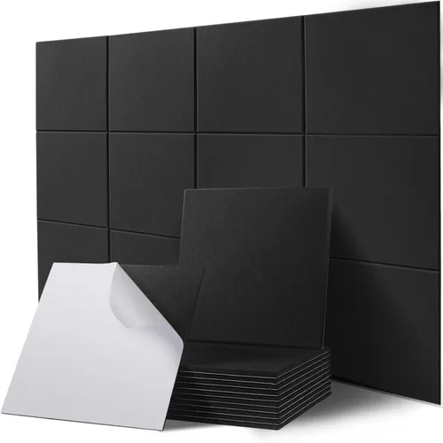 Paneles acústicos cuadrados insonorizados, paneles de pared insonorizados de poliéster de alta densidad de 12 x 12 x 0.4 pulgadas, paneles de