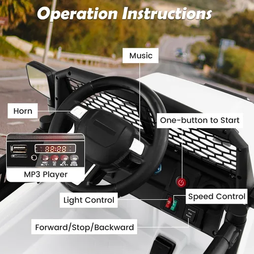 Miniatura 2 de Costzon Vehículo de camión con batería de 12 V con control remoto, suspensión de resorte, faros, música, bocina, MP3, puerto USB y auxiliar, regalo