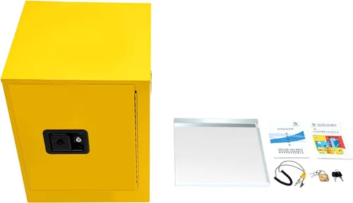 Miniatura 9 de DYRABREST Gabinete de almacenamiento de seguridad de 4 galones, gabinete de acero amarillo ignífugo y a prueba de fugas para líquidos inflamables