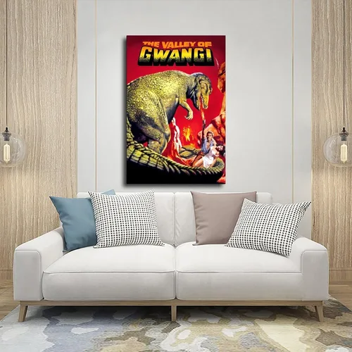 Miniatura 5 de SHUBIAO Póster de la película The Valley of Gwangi de los años 90, arte retro, 1 póster en lienzo para decoración de dormitorio, paisaje, oficina