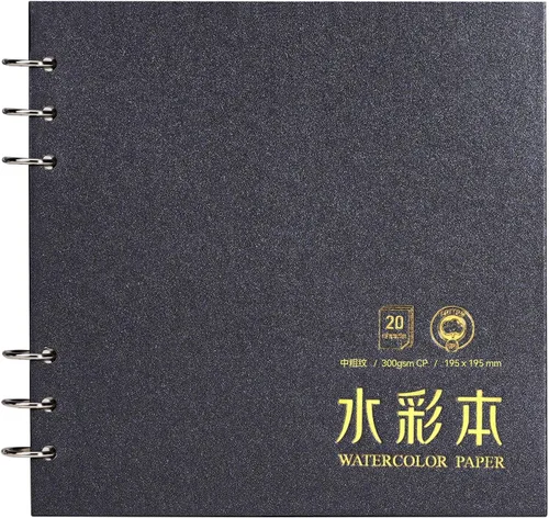 Miniatura 12 de Cuaderno de acuarela cuadrado Lightwish, 100% algodón, 300 g/m²/140 lb, sin ácidos, libro de bocetos de papel de acuarela prensado en caliente de 24
