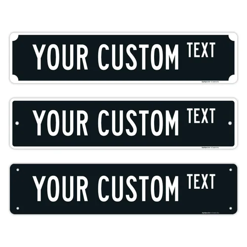 Letrero de calle personalizado, letrero de calle personalizado, novedoso camino negro con borde, 18 x 4 pulgadas, resistente a la decoloración,