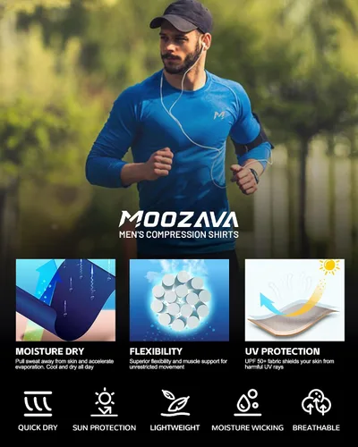 Miniatura 5 de Camiseta de compresión para hombre, manga larga, de secado rápido, para entrenamiento, gimnasio, camiseta SPF para correr, camiseta deportiva
