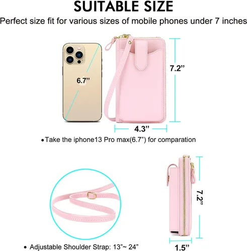 Miniatura 5 de Peacocktion - Bolso pequeño para teléfono celular, para mujeres, minibolso de hombro ligero para cruzarse por el cuello, con ranuras para tarjetas