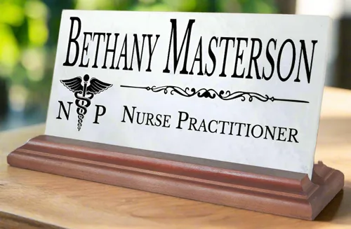 Miniatura 10 de Placa de identificación de escritorio para médico, placa de identificación personalizada para médicos, para escritorio o estante, mármol sólido MD