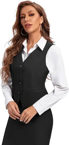 Miniatura 4 de Foucome Traje de vestir formal de negocios ajustado regular para mujer, chaleco con botones