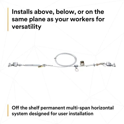 Miniatura 4 de 3M DBI-SALA Sayfline 7603100 Sistema horizontal permanente, cable Galv. multitramo de 98.4 ft, con 3 soportes de interm, tensor, accesorios