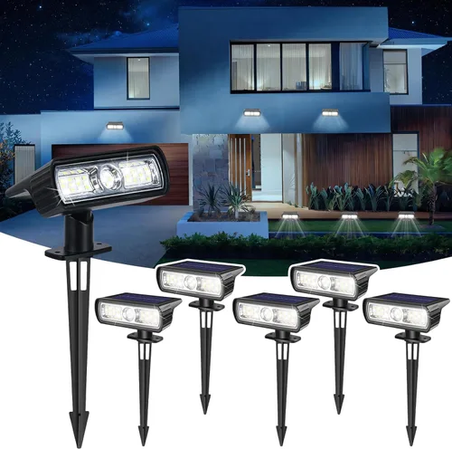Miniatura 10 de Toodour Foco solar para exteriores, paquete de 4 luces solares para exteriores con 2 modos, luces de inundación impermeables alimentadas por energía