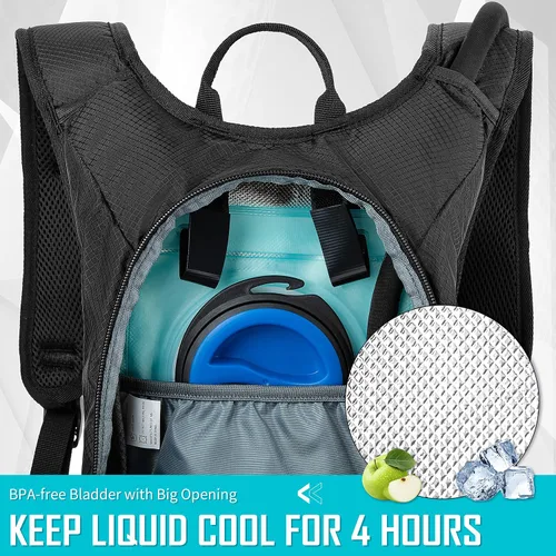 Miniatura 3 de MIRACOL Mochila de hidratación para senderismo con bolsa de agua a prueba de fugas de 2 litros, bolsa de agua ligera aislada para hombres y mujeres