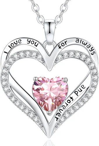 Miniatura 61 de CDE Collares de piedra natal para mujer, plata de ley 925, collar con colgante de corazón para siempre, Navidad, cumpleaños, aniversario, día de San