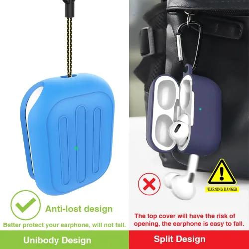 Miniatura 3 de Funda antipérdida para AirPods Pro 3, diseño de una pieza, carga inalámbrica, LED visible, cordón incluido (amarillo fluorescente)