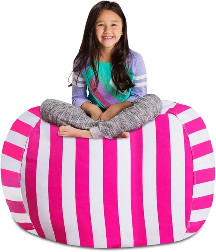 Miniatura 43 de Posh Stuffable - Sillón puff con almacenamiento para niños, contenedor de animales de peluche, organizador de juguetes de niños Lona rayas verde