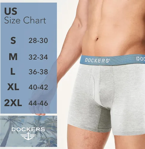 Miniatura 6 de Dockers Calzoncillos tipo bóxer elásticos de algodón para hombre, paquete de 4
