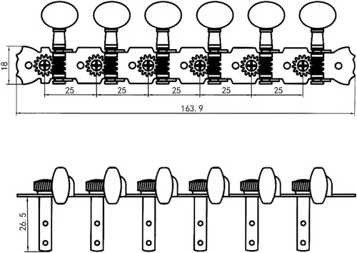Miniatura 7 de Cromado 12 Cuerdas Guitarra Acústica Cabeza Máquina 6L6R