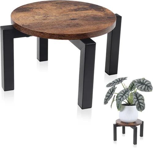 Miniatura 7 de Vigordream Soporte para plantas de interior, soporte para plantas de metal resistente y resistente, taburete de madera para plantas, soporte