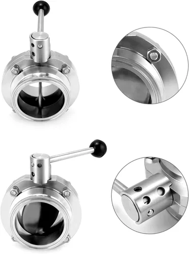 Miniatura 5 de QWORK Válvula de mariposa de acero inoxidable tubo de 3 pulgadas OD - Control de flujo preciso para elaboración de cerveza, transferencia