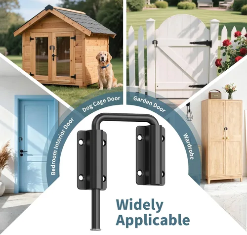 Miniatura 7 de Cerradura de puerta corredera con asa mejorada, cerradura multi-ángulo en forma de U de 2.38" para puerta de granero corredera de 90/180 grados