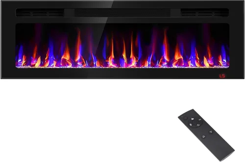 Miniatura 12 de Chimenea eléctrica de 43 pulgadas empotrada y montada en la pared, calentador de chimenea y chimenea lineal, chimenea eléctrica ultrafina, bajo