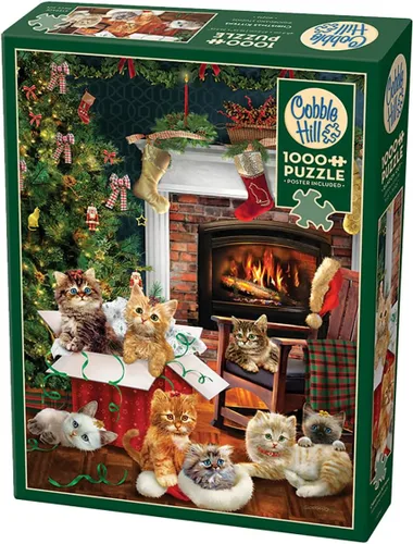 Miniatura 6 de Rompecabezas de 1000 piezas de Cobble Hill - Gatos navideños - Póster de muestra incluido