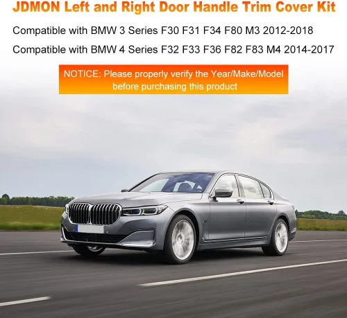 Miniatura 2 de JDMON Fundas de repuesto para manijas de puerta BMW F30 F35 320i 320Li 328i 328Li 335i 335Li M3 2012-2018 428i, 435i M4 F32 F36 2014-2017 Cubiertas
