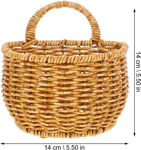 Miniatura 2 de 2 cestas de almacenamiento tejidas a mano, pequeña cesta colgante de ratán de imitación para cocina, baño, decoración de pared, organizador
