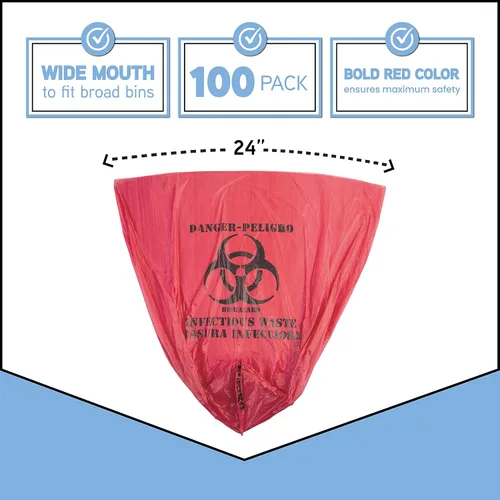 Miniatura 2 de Trashanium Bolsas de residuos de riesgo biológico, 10 galones, 100 unidades, rojas, sin fugas, grado médico, eliminación segura de residuos