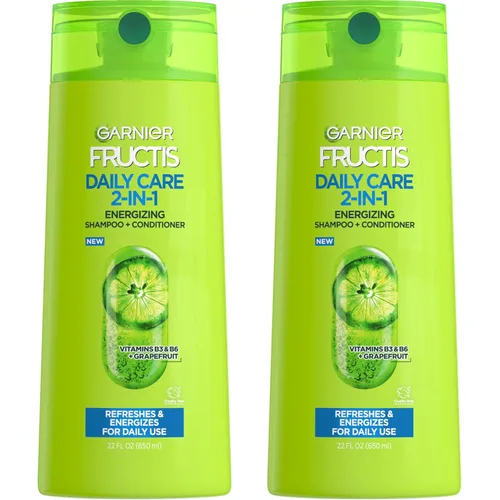 Garnier Fructis Fortifying Champú y acondicionador 2 en 1 para cabello de aspecto más fuerte con suavidad táctil, cuidado diario del cabello para