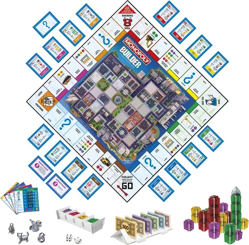 Miniatura 2 de Monopoly Builder - Juego de mesa, juego de estrategia, juego familiar, juegos para niños, juego divertido para jugar, juegos de mesa familiares