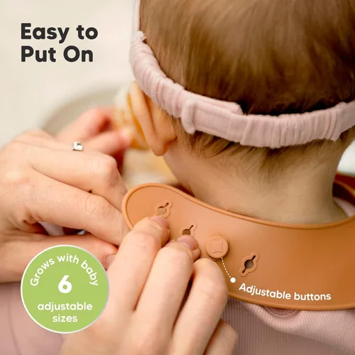 Miniatura 5 de KeaBabies Paquete de 2 baberos de silicona para bebés, niñas y niños, baberos resistentes de grado alimenticio para comer, atrapa alimentos grandes