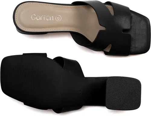 Miniatura 4 de Sandalias de tacón grueso con punta cuadrada abierta para mujer, sandalias bajas y cómodas de tacón bajo, sandalias casuales para el uso diario