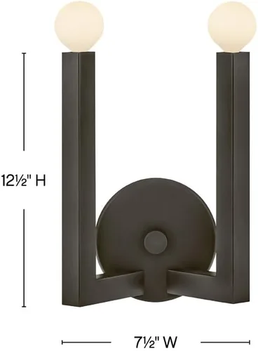 Miniatura 2 de Hinkley Ezra 45042BX - Aplique de pared con dos luces, forma única, brazos cuadrados fuertes, óxido negro