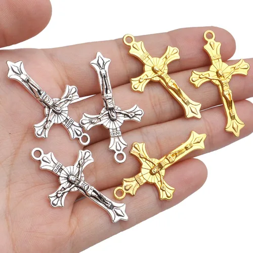 Miniatura 7 de Aylifu Cross Pendant Charms, 50pcs Alloy Jesus Peace Crucifix Pendants Jewelry Findings Accessories for DIY Handmade Bracelet Necklace Dorado/Plata