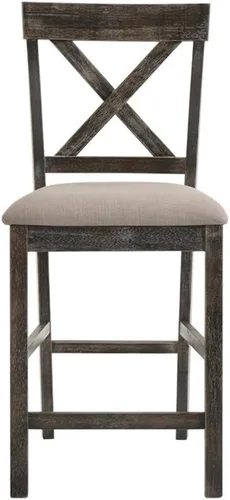 Miniatura 4 de Acme Martha II - Silla de altura de mostrador en lino bronceado y gris desgastado (juego de 2)