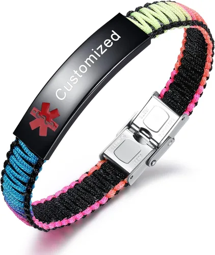 Miniatura 10 de JF.JEWELRY Pulsera de alerta médica para mujeres T1D T2D Pulsera de identificación de alerta médica para diabetes y epilepsia para niñas y niños