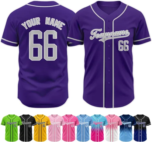 Miniatura 41 de Custom Baseball Jersey Stitched Personalized Name Number Baseball Shirts Sports Uniform for Men Women Boy