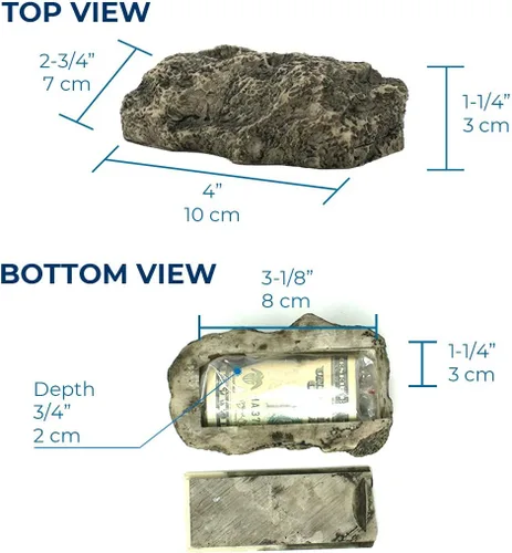 Miniatura 2 de (Tipo-A (Negro), 1 Paquete) Roca Falsa - Parece Piedra - Segura para Exteriores - Caja Fuerte Secreta para Exteriores para Llaves, Roca de Piedra