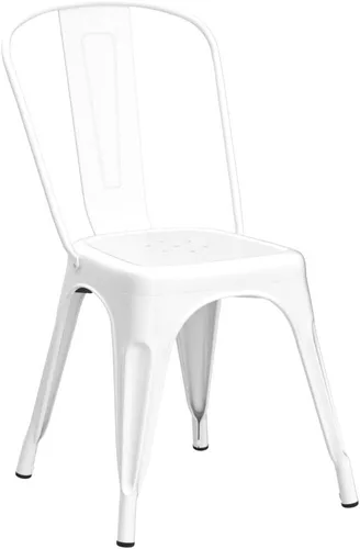 Miniatura 4 de Nazhura Silla de comedor de metal estilo rústico Tolix para cocina, comedor, cafetería, restaurante, bistró, patio, 18 pulgadas, apilable, Blanco
