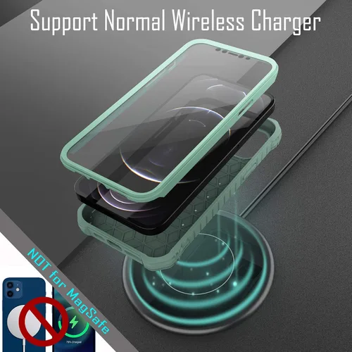 Miniatura 6 de ExoGuard Compatible con iPhone 12 Pro Max, funda de goma a prueba de golpes de cuerpo completo, protector de pantalla integrado con soporte