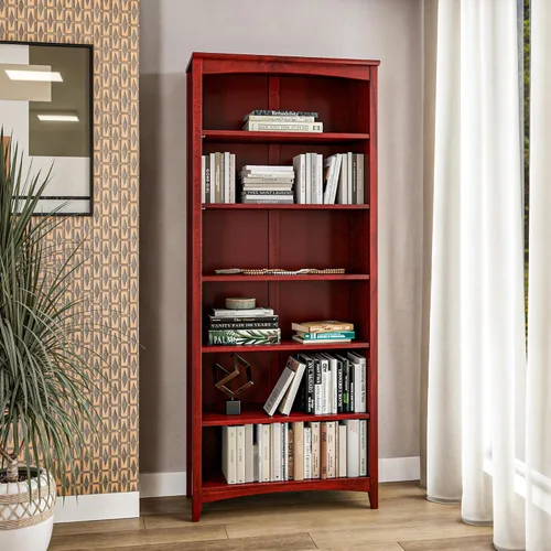 Miniatura 29 de Camaflexi Estantería estilo Shaker de 4 estantes, madera maciza, 48 pulgadas de alto, estantería ajustable, parte trasera cerrada, estantería